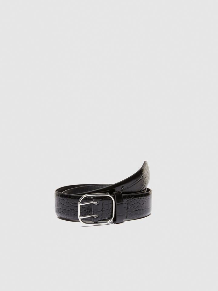 Coconut print belt - women's belts - Black | Sisley image number 2